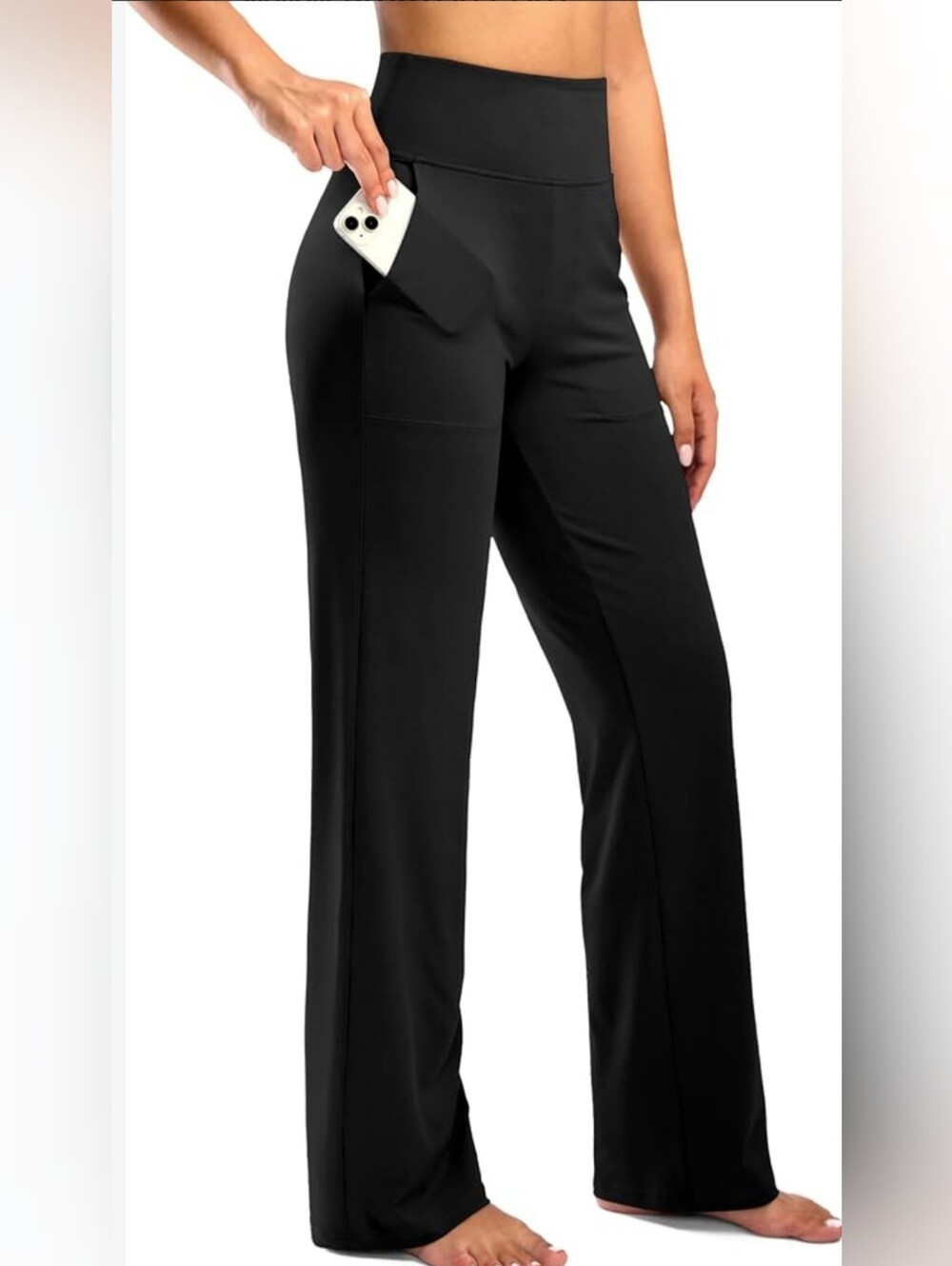 G Gradual Black Wide-Leg Yoga Pants High-Rise Pockets - Size M
